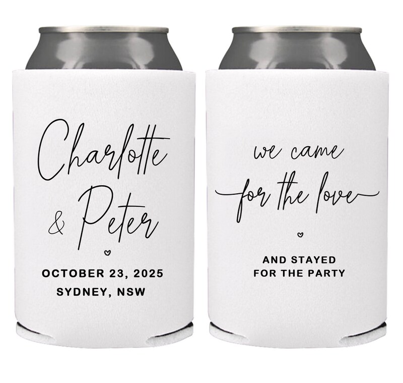 Personalized Wedding Can cooler, beer hugger, Stubby Cooler, engage party favor, promotional product, wedding favor gift F013